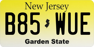 NJ license plate B85WUE