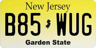 NJ license plate B85WUG