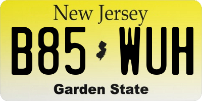 NJ license plate B85WUH