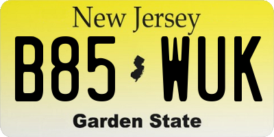 NJ license plate B85WUK