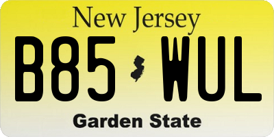 NJ license plate B85WUL