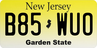NJ license plate B85WUO
