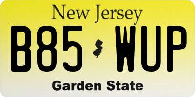 NJ license plate B85WUP