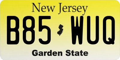 NJ license plate B85WUQ