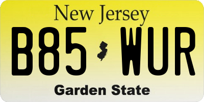 NJ license plate B85WUR