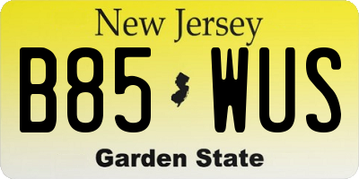 NJ license plate B85WUS