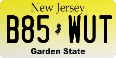 NJ license plate B85WUT