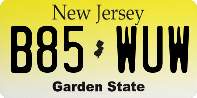 NJ license plate B85WUW