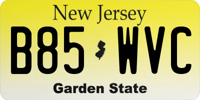 NJ license plate B85WVC