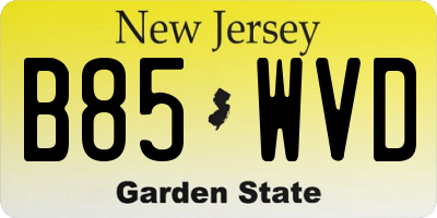 NJ license plate B85WVD