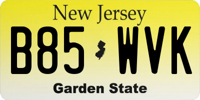 NJ license plate B85WVK