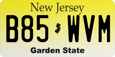 NJ license plate B85WVM