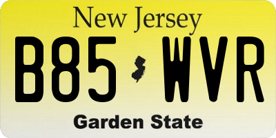 NJ license plate B85WVR