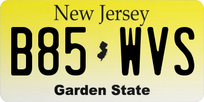 NJ license plate B85WVS