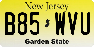 NJ license plate B85WVU