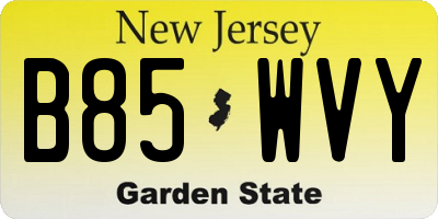 NJ license plate B85WVY