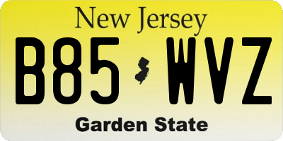 NJ license plate B85WVZ