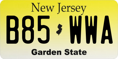 NJ license plate B85WWA