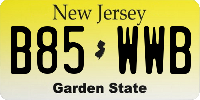 NJ license plate B85WWB