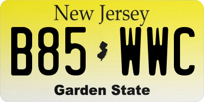NJ license plate B85WWC