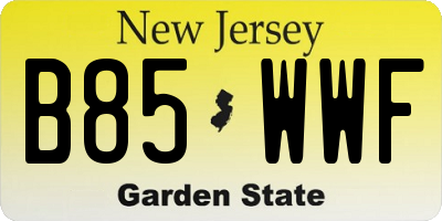 NJ license plate B85WWF
