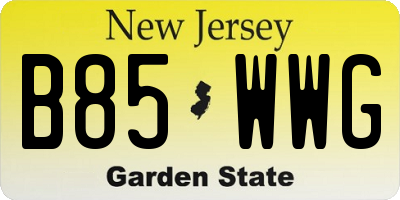 NJ license plate B85WWG