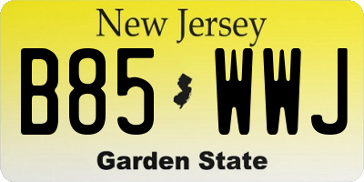 NJ license plate B85WWJ