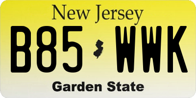 NJ license plate B85WWK