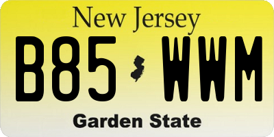 NJ license plate B85WWM