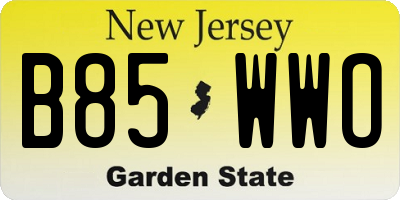 NJ license plate B85WWO
