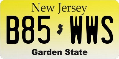 NJ license plate B85WWS
