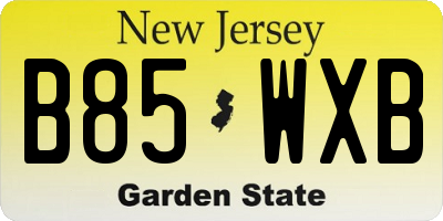 NJ license plate B85WXB