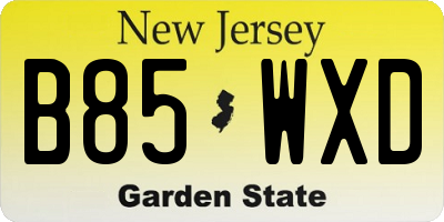 NJ license plate B85WXD