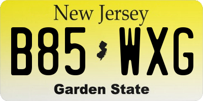NJ license plate B85WXG