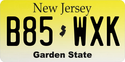 NJ license plate B85WXK