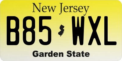 NJ license plate B85WXL