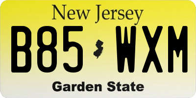 NJ license plate B85WXM