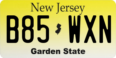 NJ license plate B85WXN