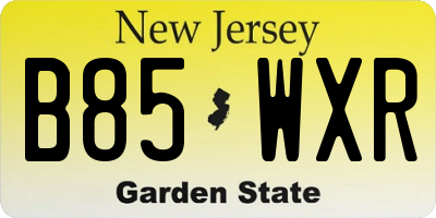 NJ license plate B85WXR