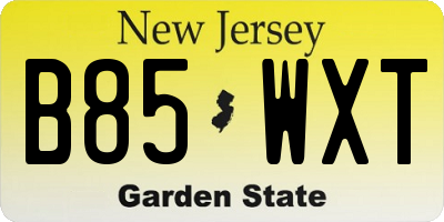 NJ license plate B85WXT