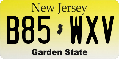 NJ license plate B85WXV