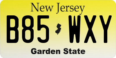 NJ license plate B85WXY