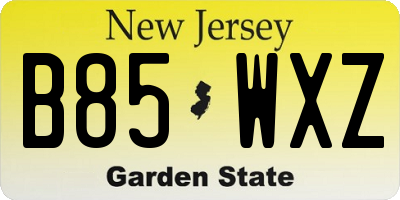 NJ license plate B85WXZ