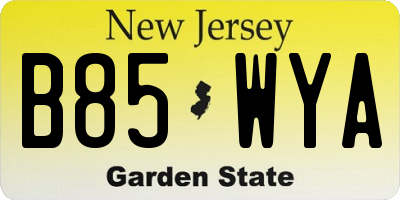 NJ license plate B85WYA