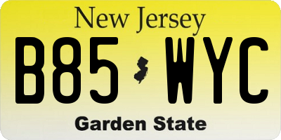 NJ license plate B85WYC
