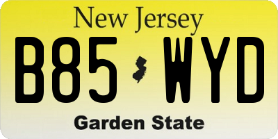NJ license plate B85WYD