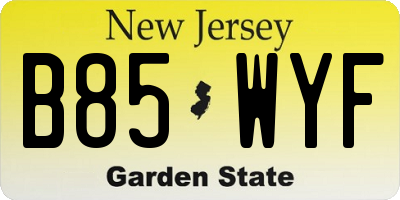 NJ license plate B85WYF