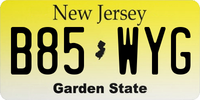 NJ license plate B85WYG