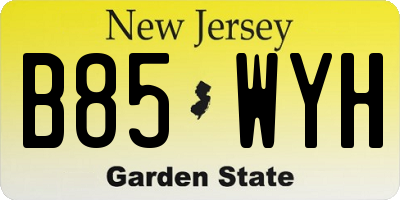NJ license plate B85WYH