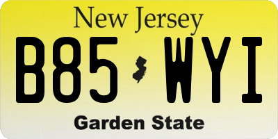 NJ license plate B85WYI